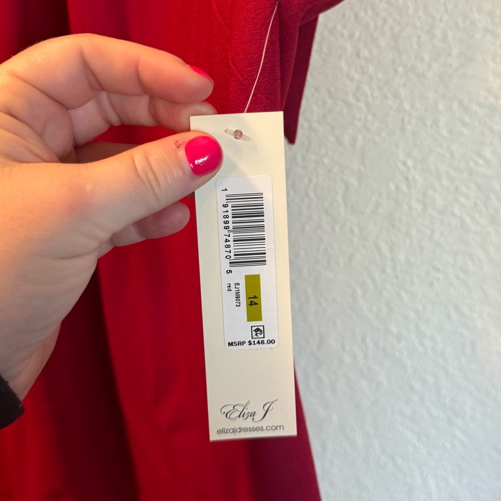 Eliza J Red Sleeveless Dress with Shoulder Bow - Picture 2 of 3